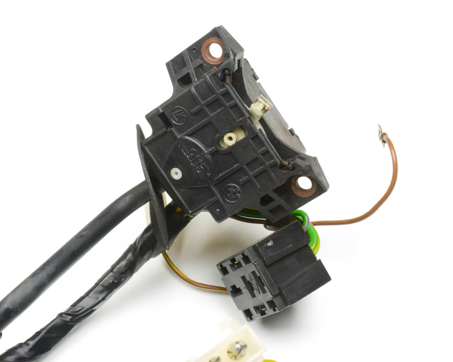 Electrical switch assembly with wiring on a white background
