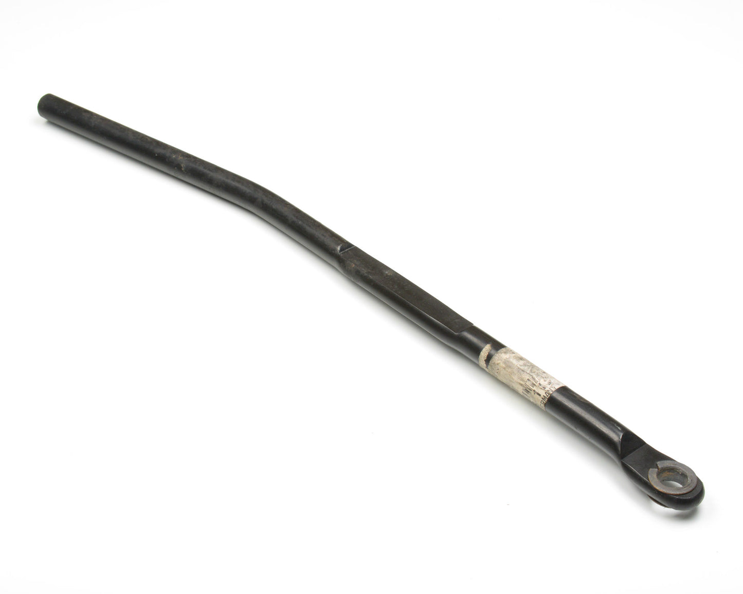 Black metal rod with a decorative end on a white background
