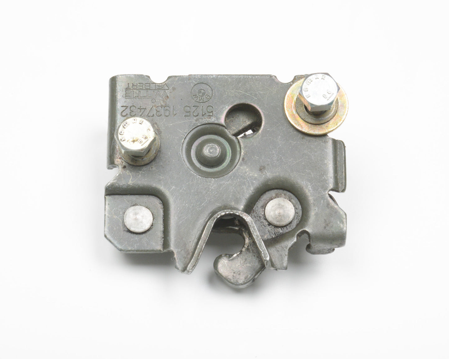 Metal mechanical component with screws on a white background