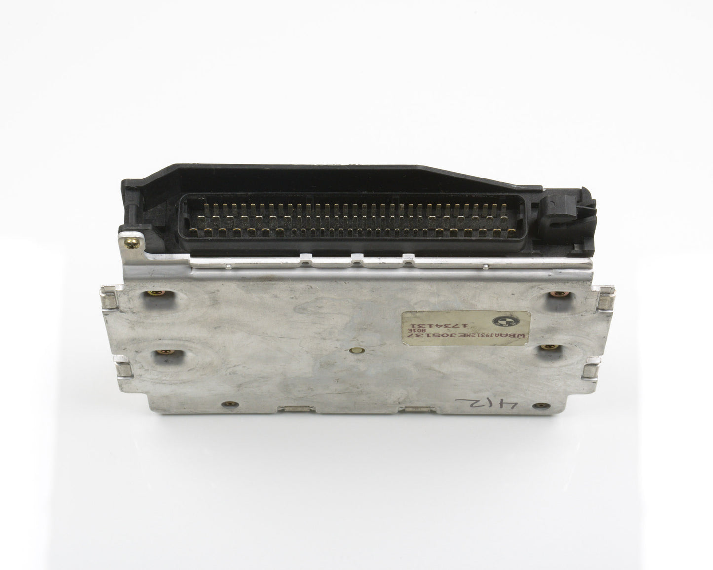 Electronic module with connectors on a white background