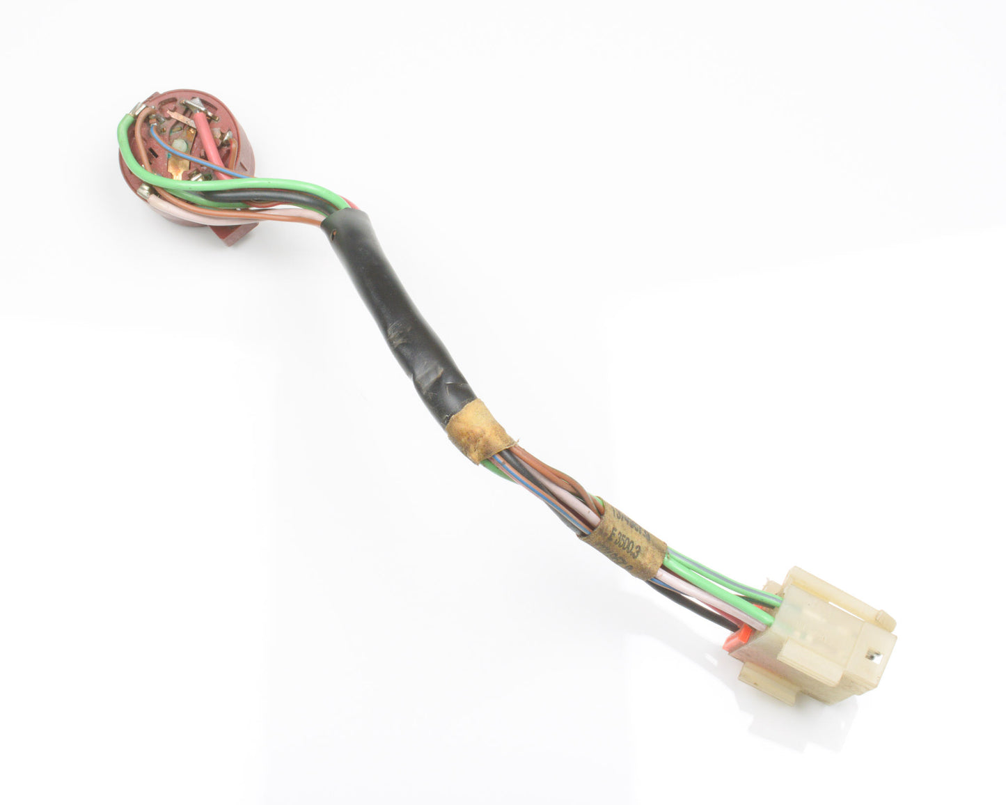 Electrical wire harness with connectors on a white background