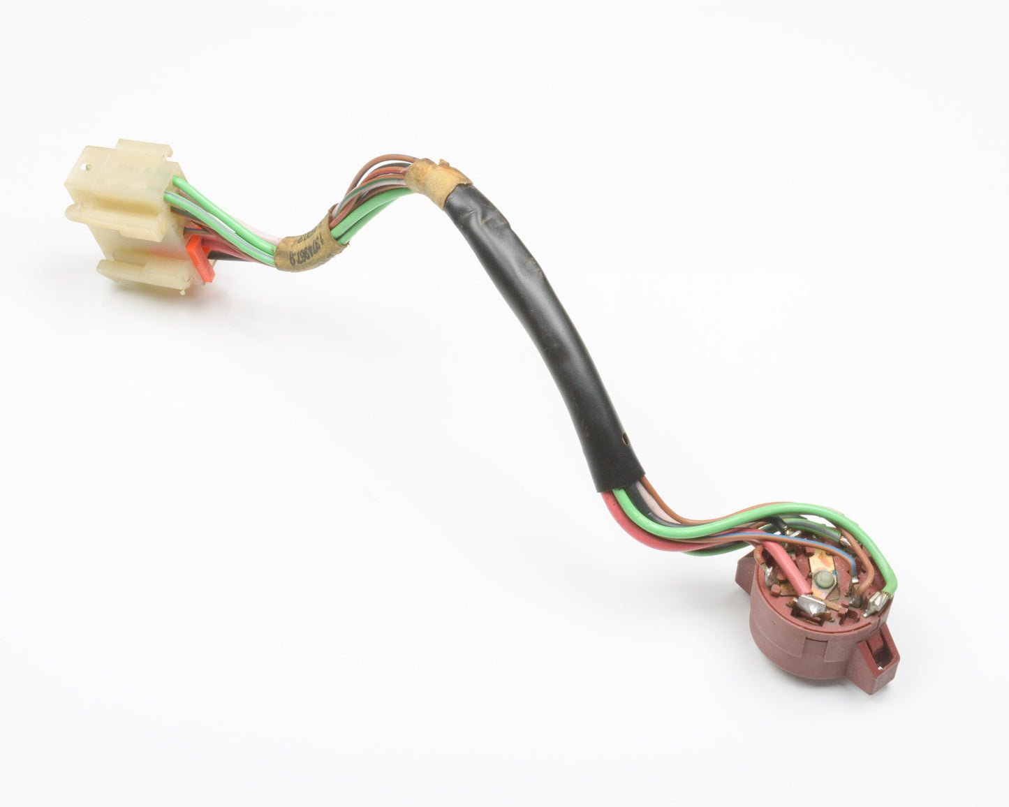 Electrical wiring harness with connectors on a white background