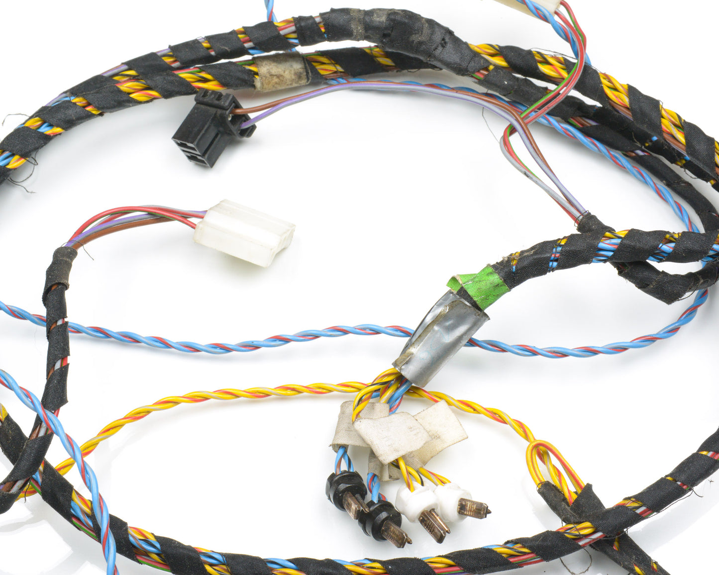 Wiring harness with connectors on a white background