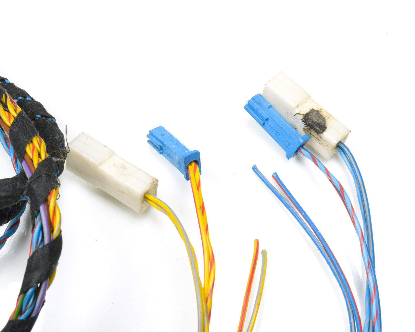 Wiring harness with connectors on a white background