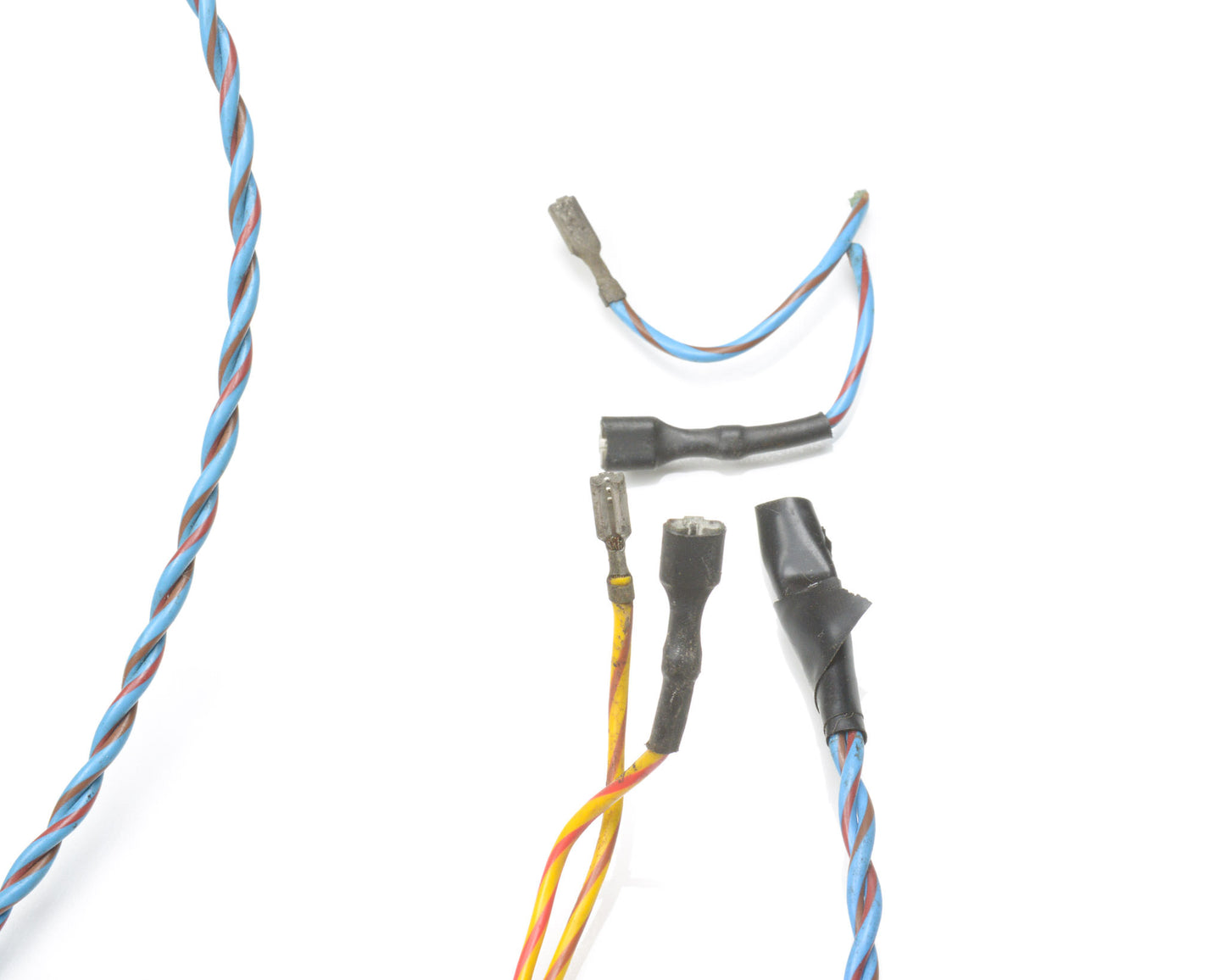 Set of electrical cables with connectors on a white background