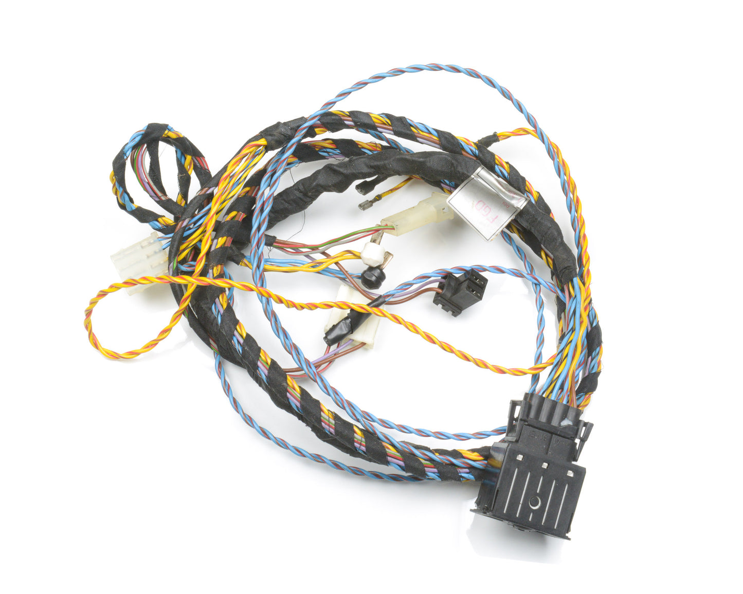 Wiring harness with connectors on a white background