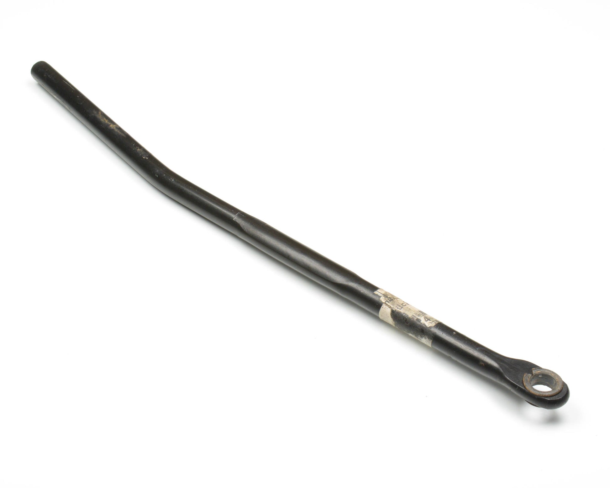 Black metal rod with a slight curve on a white background
