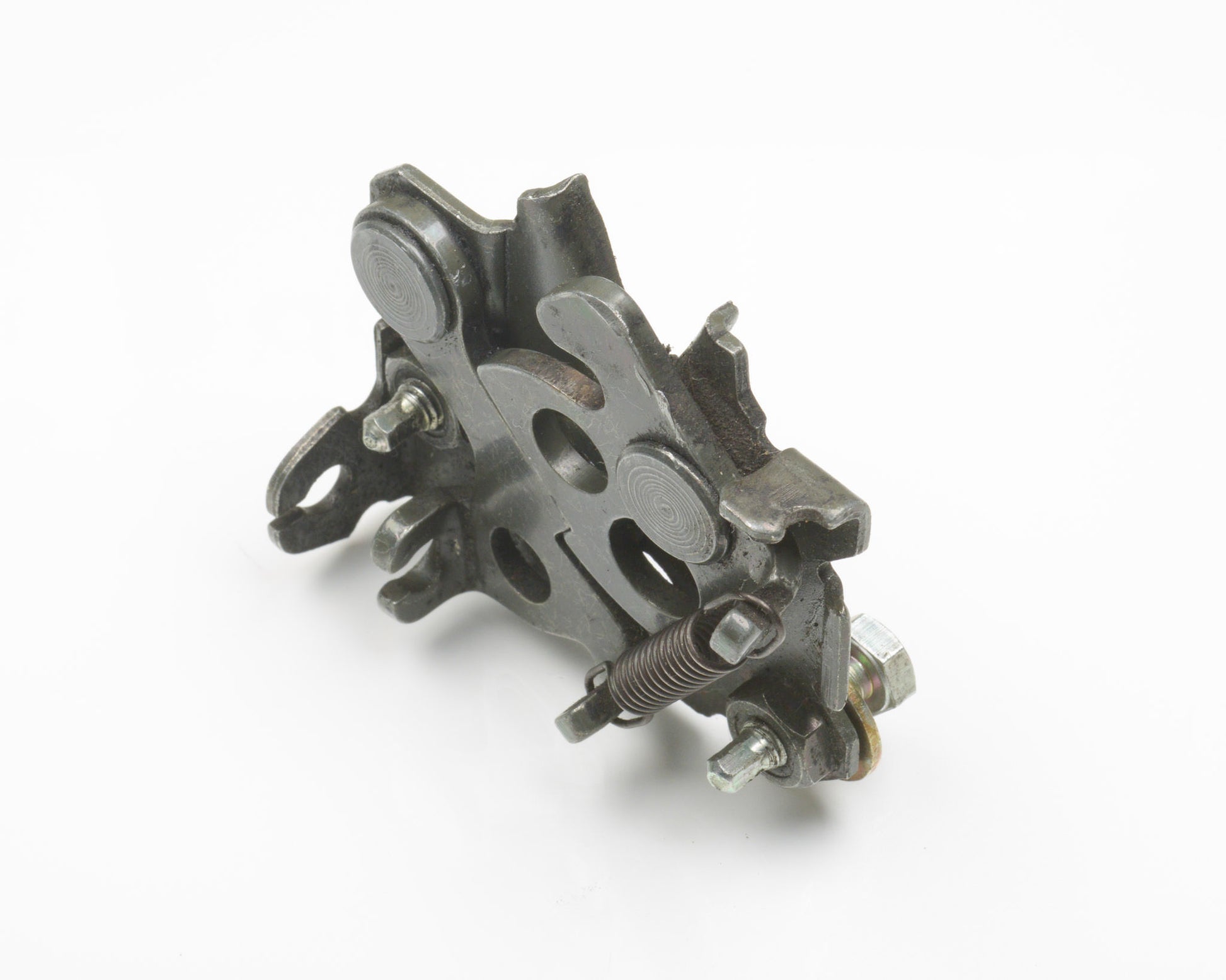 Metal mechanical component on a white background