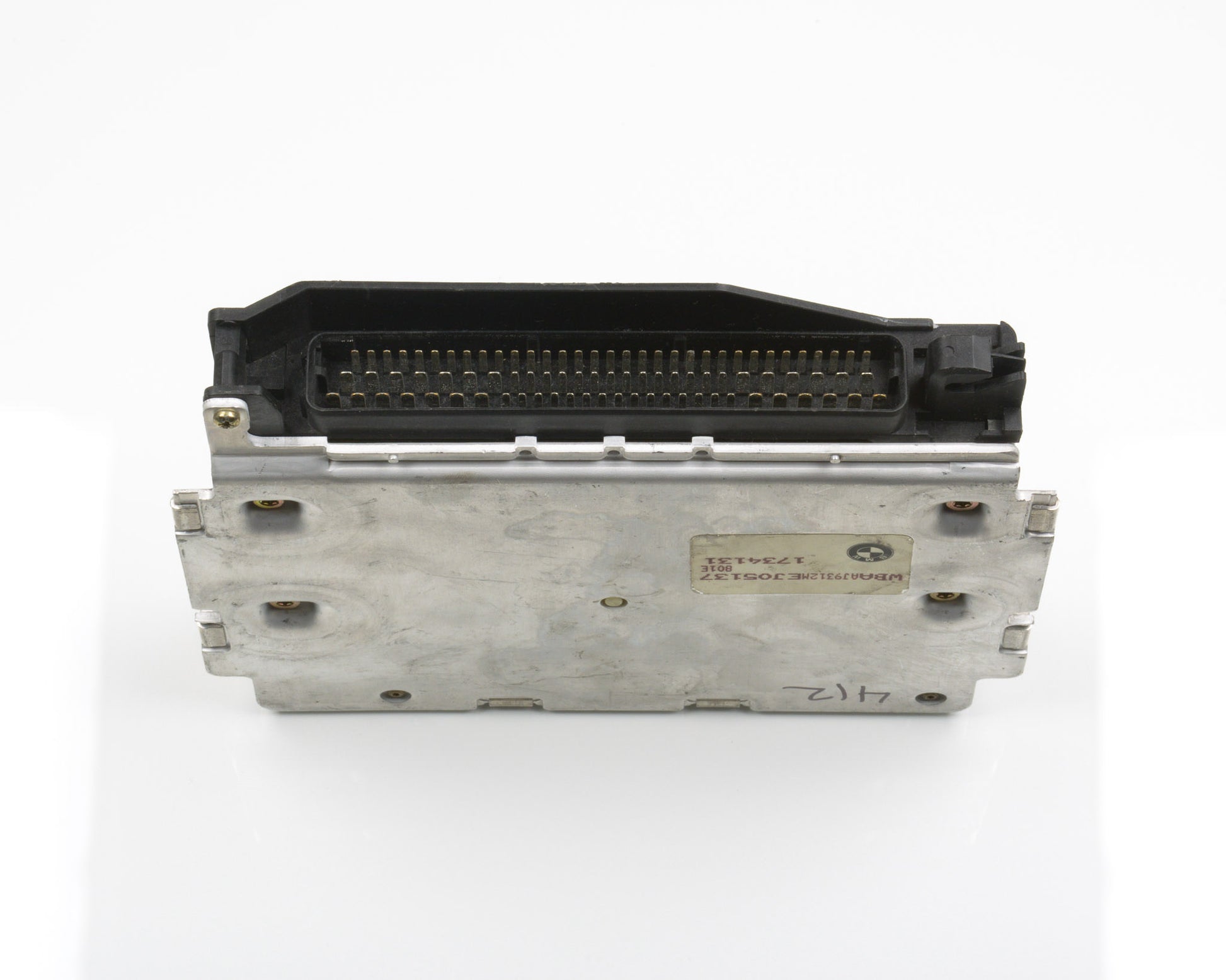 Electronic module with connectors on a white background