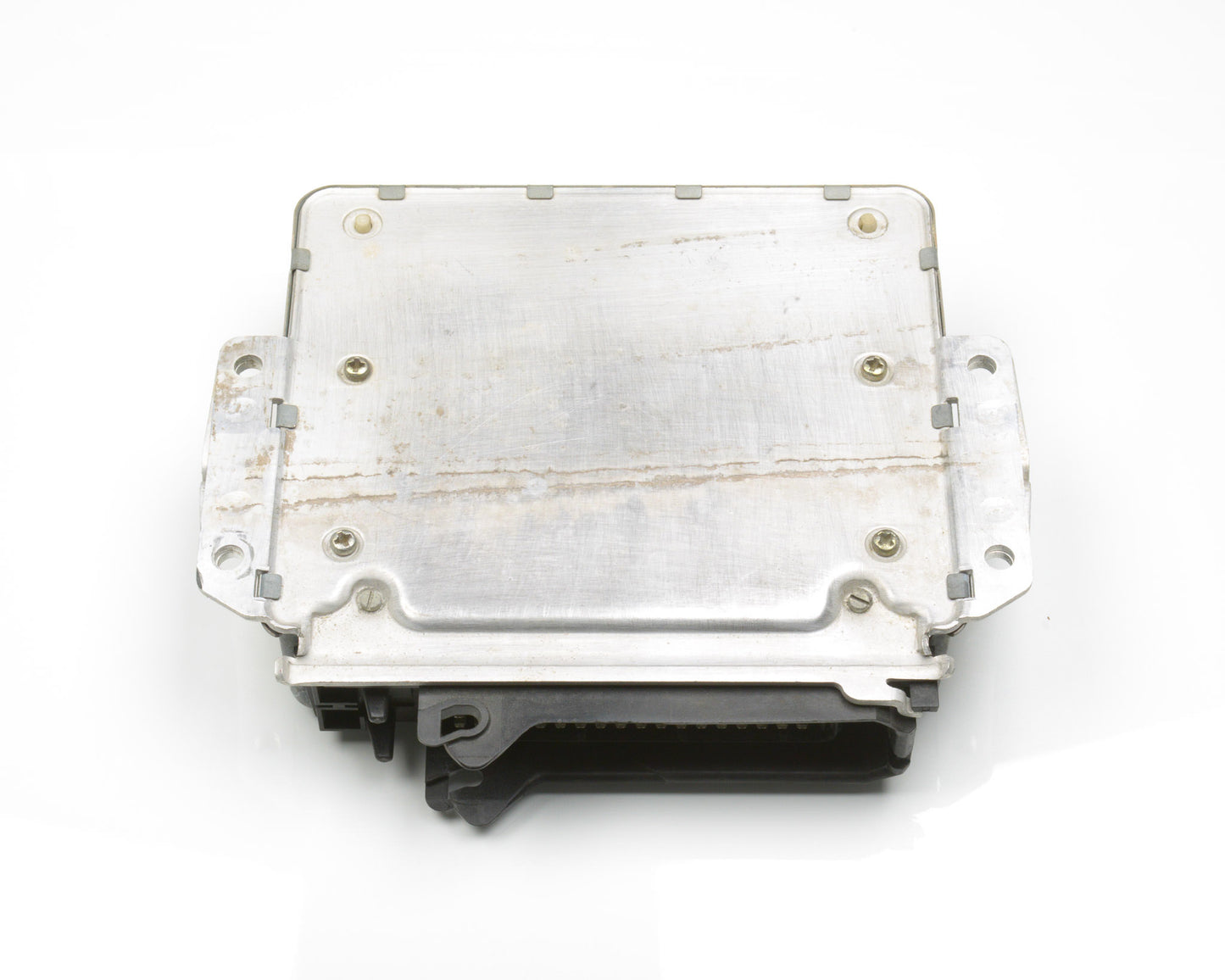 Metallic electronic component on a white background