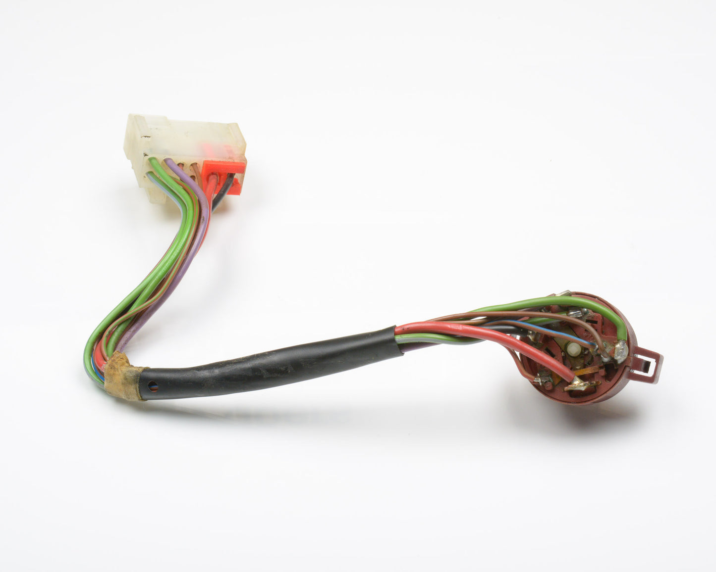 Electrical wiring harness with connectors on a white background