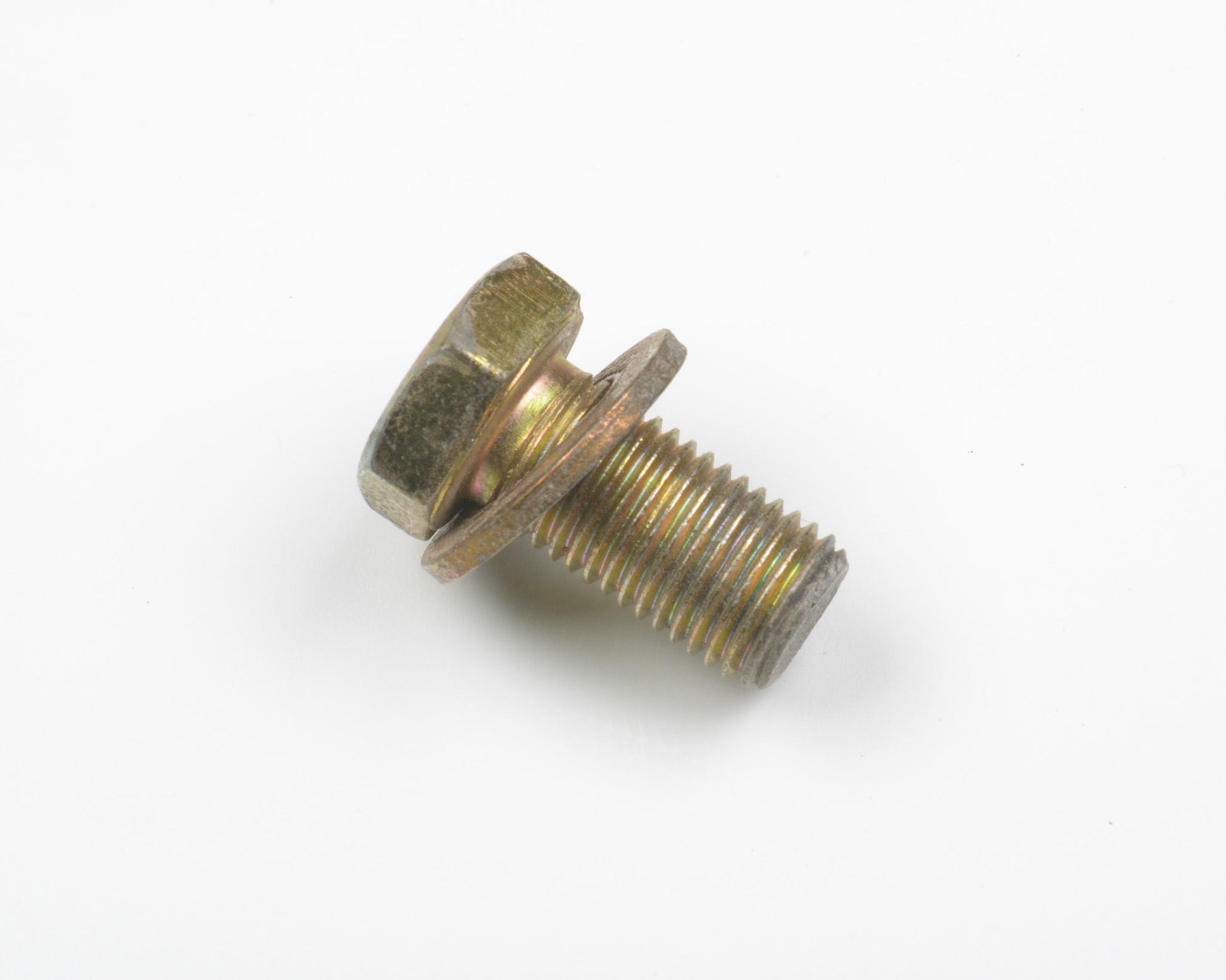 Metal screw on a white background